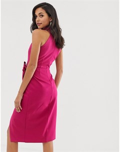 Платье миди с запахом и чокером из ткани понте пурпурного цвета Lavish alice
