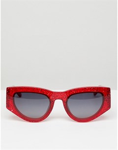 Красные солнцезащитные очки кошачий глаз с блестками Naomi Vow london