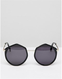 Черные большие круглые солнцезащитные оversize очки Leah Vow london