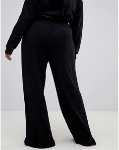 Черные брюки с широкими штанинами Boohoo plus