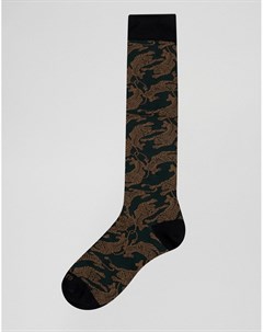 Носки цвета хаки с тигровым принтом Antony morato
