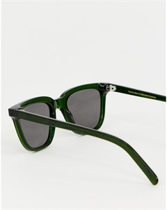 Квадратные солнцезащитные очки в зеленой оправе Robotnik Monokel eyewear