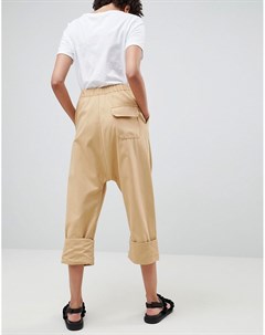 Саржевые брюки с заниженной проймой Asos white