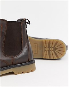 Коричневые кожаные ботинки челси с толстой подошвой Pull & bear