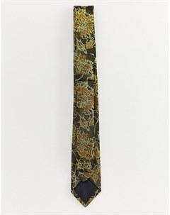 Золотистый галстук с цветочным принтом Burton menswear