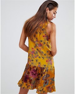 Свободное платье мини с цветочным принтом Sisley