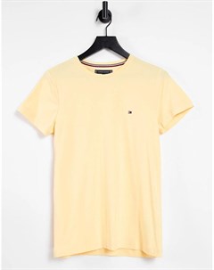 Нежно желтая эластичная футболка узкого кроя с логотипом Tommy hilfiger