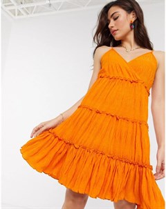 Оранжевое платье мини с многослойной юбкой Y.a.s