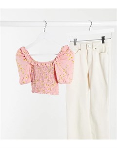 Присборенная блузка с цветочным принтом розового цвета Petite Miss selfridge