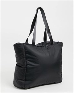 Черная нейлоновая сумка тоут с мягким уплотнителем и боковыми карманами Asos design