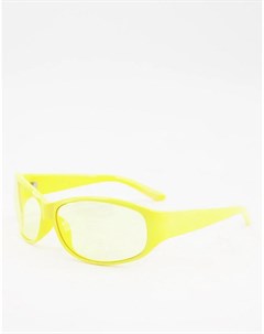 Солнцезащитные очки в желтой огибающей оправе с желтыми линзами в стиле 90 х Asos design