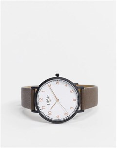 Мужские часы с коричневым ремешком из искусственной кожи и белым циферблатом Limit