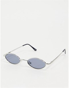 Солнцезащитные очки в небольшой овальной оправе серебристого цвета с затемненными линзами в стиле 90 Asos design