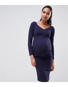 Темно синее платье футляр с V образным вырезом Maternity Queen bee