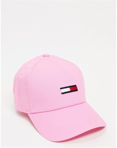 Розовая кепка с логотипом флагом Tommy jeans