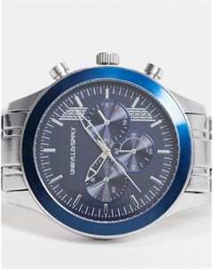 Серебристые часы браслет с темно синим циферблатом Asos design