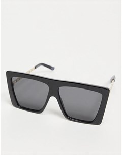 Солнцезащитные очки с большими линзами в черной оправе из переработанных материалов с металлическими Asos design