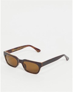 Узкие прямоугольные солнцезащитные очки унисекс в коричневой оправе в стиле ретро Bror A.kjaerbede