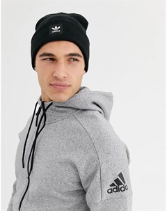 Черная шапка бини с логотипом трилистником adicolor Adidas originals