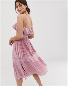 Розовое платье без рукавов с оборкой и плиссированной юбкой Рremium True decadence