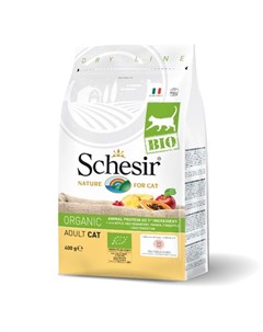 Сухой корм для взрослых кошек с домашней птицей 400 гр Schesir bio