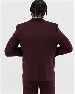 Бордовый облегающий пиджак из донегаля Harry brown