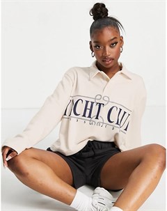 Розовый oversized свитшот с воротником поло Missguided