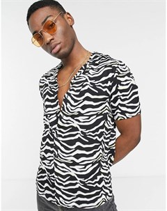 Рубашка с короткими рукавами и черно белым принтом зебра Another influence