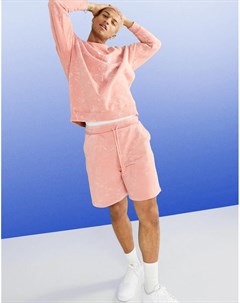 Трикотажные oversized шорты персикового цвета с эффектом кислотной стирки от комплекта Asos design
