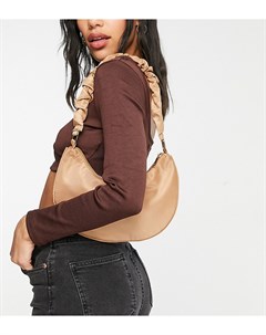Закругленная сумка на плечо из нейлона бежевого цвета с присборенным ремешком London Exclusive My accessories