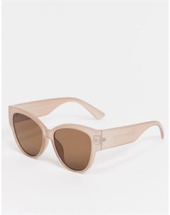 Прямоугольные солнцезащитные очки светло коричневого цвета в стиле кошачий глаз New look