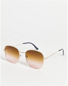 Круглые солнцезащитные очки в золотистой металлической оправе с коричневыми стеклами Asos design
