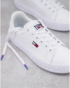 Белые кроссовки на плоской подошве с логотипом Tommy jeans