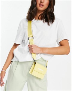 Желтая сумка с ремешком через плечо клапаном и логотипом Claudia canova