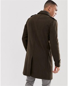 Удлиненное пальто милитари из ткани с добавлением шерсти Stanley adams