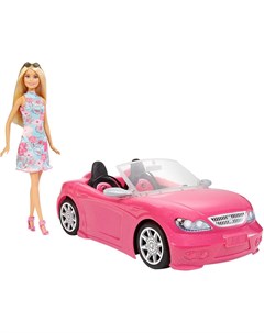 Кукла Барби в платье в розовом кабриолете Barbie