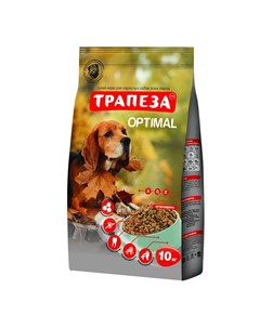 Корм Оптималь с говядиной для взрослых собак склонных к полноте 10 кг Трапеза
