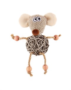 Игрушка для кошек Мышка с плетеным мячиком с колокольчиком Gigwi