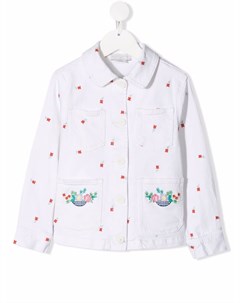Джинсовая куртка с цветочной вышивкой Stella mccartney kids