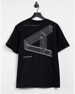 Черная футболка с логотипом и принтом на спине Arcminute The arcminute