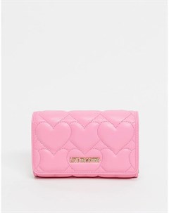 Стеганый кошелек розового цвета с сердечками Love moschino