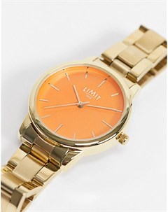 Женские часы с золотистым браслетом и оранжевым циферблатом Limit