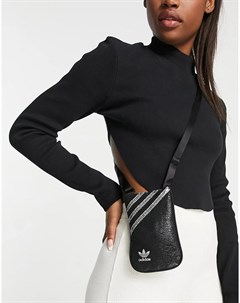 Мини кошелек сумка черного цвета с блестками и логотипом Adidas originals