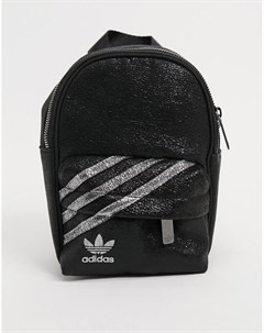 Мини рюкзак черного цвета с блестками и логотипом Adidas originals