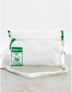 Белая сумка через плечо в стиле унисекс с принтом лягушонка Кермита x Disney Adidas originals