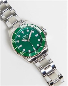 Серебристые мужские часы браслет с зеленым циферблатом и браслетом Limit