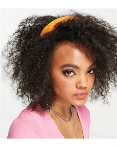 Эксклюзивный мягкий объемный ободок для волос из махрового материала оранжевого цвета London My accessories