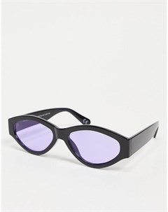 Овальные солнцезащитные очки в массивной черной оправе с фиолетовыми линзами Asos design