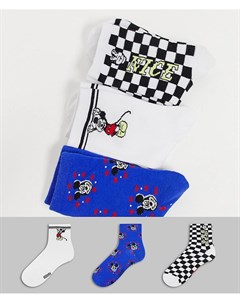 Набор из 3 пар носков разных расцветов с Микки Маусом Bershka