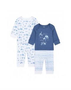 Пижамы Сафари 2 шт белый синий Mothercare